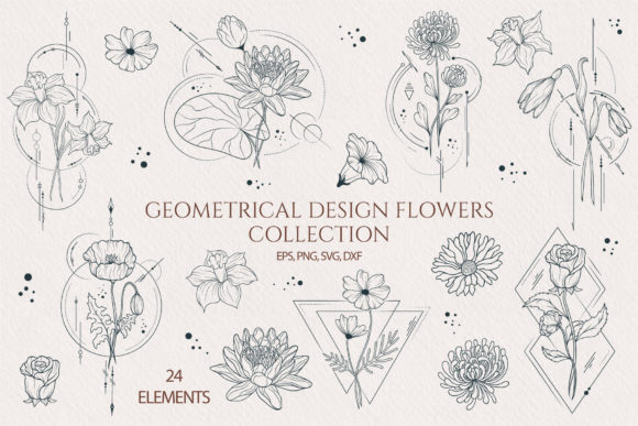 Download Geometrical Design Birth Month Flowers - Geometric Collection
